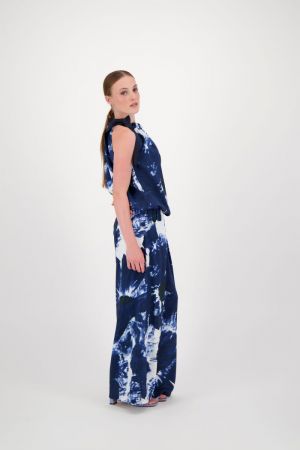 PRINTED PANTS MOON NAVY moon navy