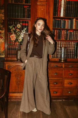 PANTS bruine ruit Bruin